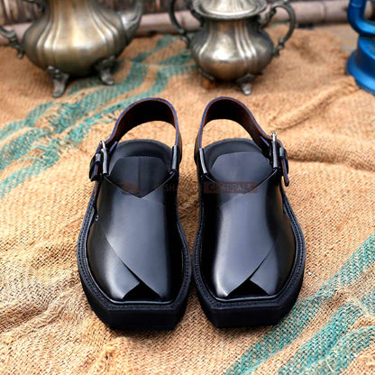 Kaptaan Sandal Black / Kaptaan Shoes Kheri Sandal For Men